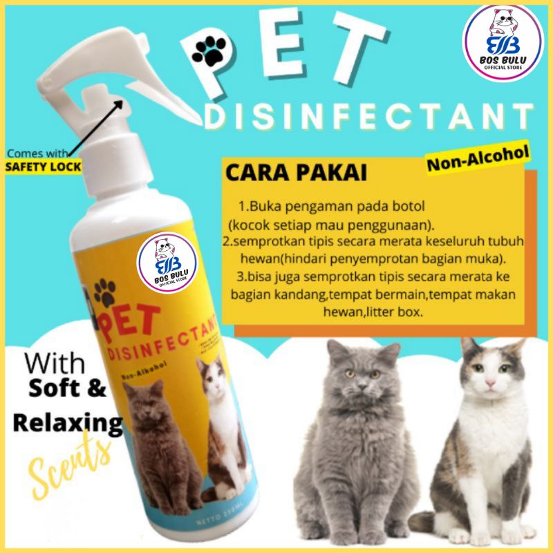 pet disinfektan spray semprot pembersih tubuh kandang tempat makan bermain litterbox kucing anjing 250ml