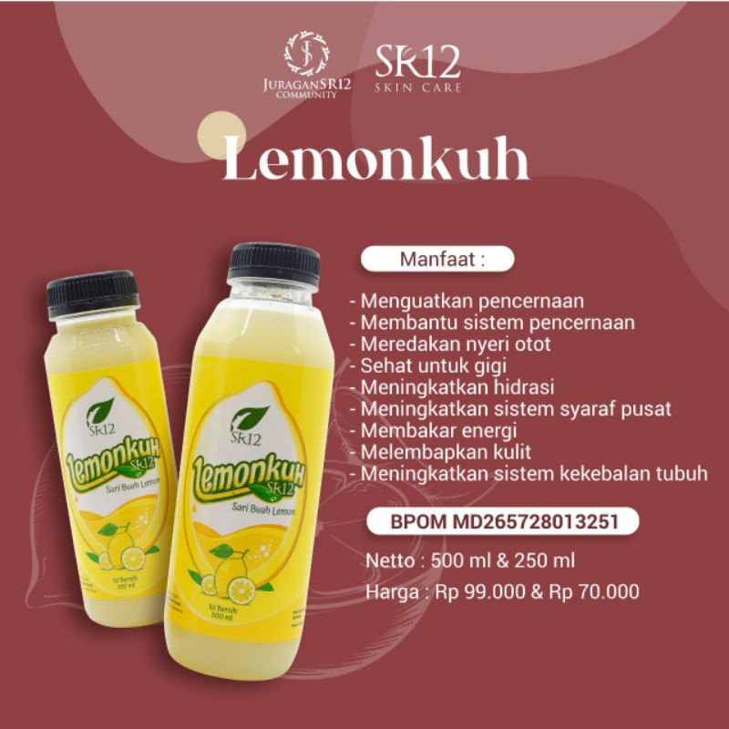 

LEMONKUH SR12 HERBAL/MINUMAN SEHAT/SARI LEMON/AIR LEMON/IMUN BOOSTER/HALAL/BPOM