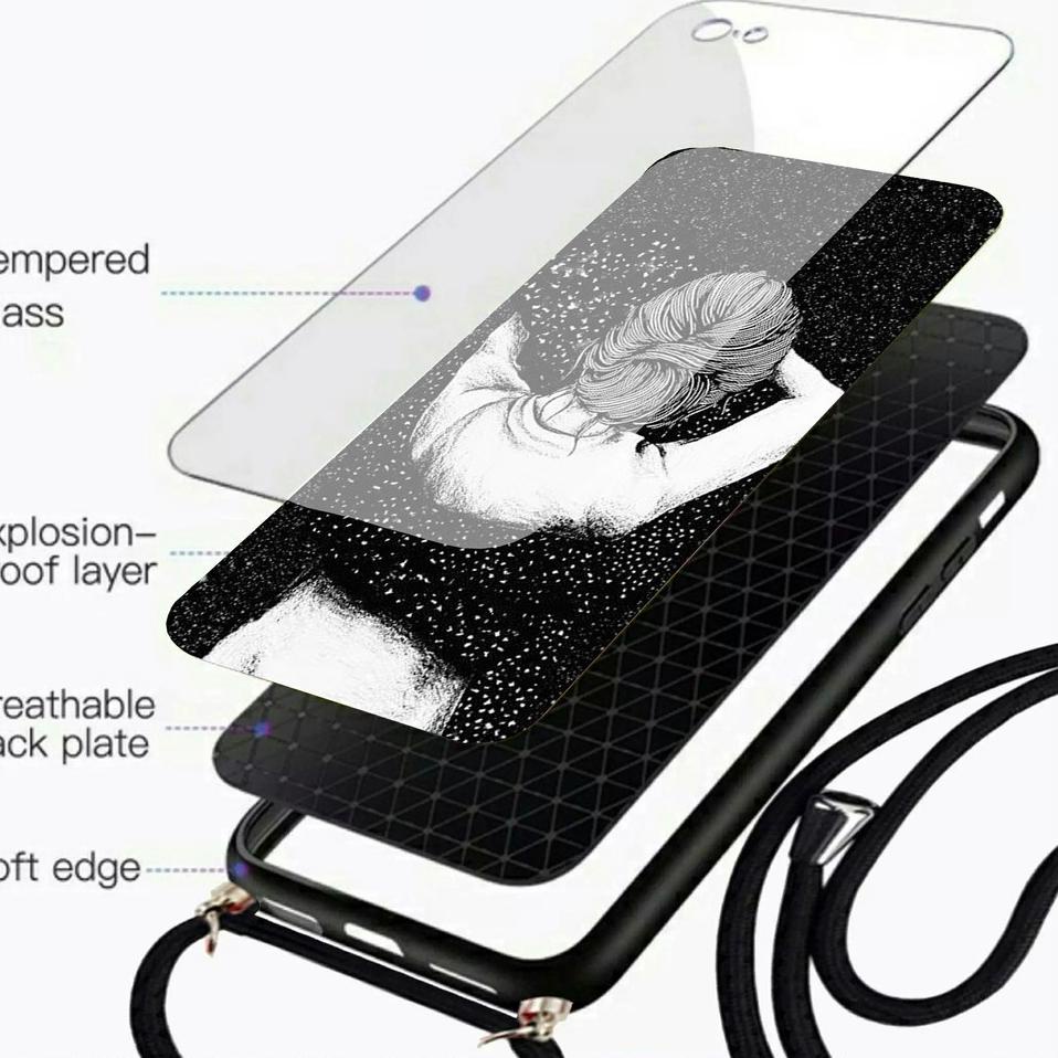 U17J [CG128] Softcase Kaca + Tali Oppo A16 - Kesing Hp Oppo A16 - Case Hp Oppo A16 - Casing Hp Oppo 