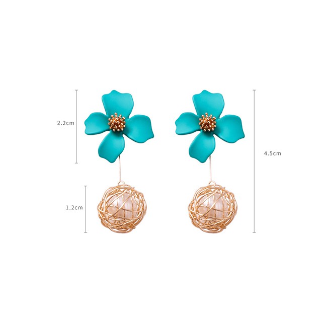 LRC Anting Tusuk Fashion Flower Mesh Ball Stud Earrings F6560X