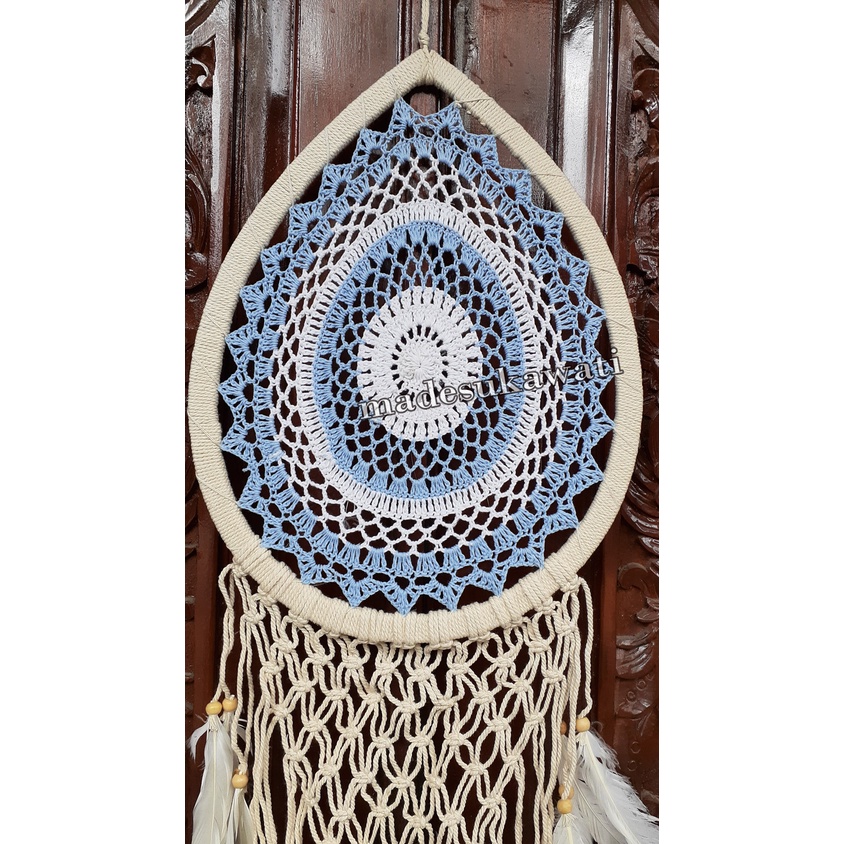 Dream catcher jantung sulam jaring diameter 30cm panjang 120cm hiasan dekorasi pajangan rumah