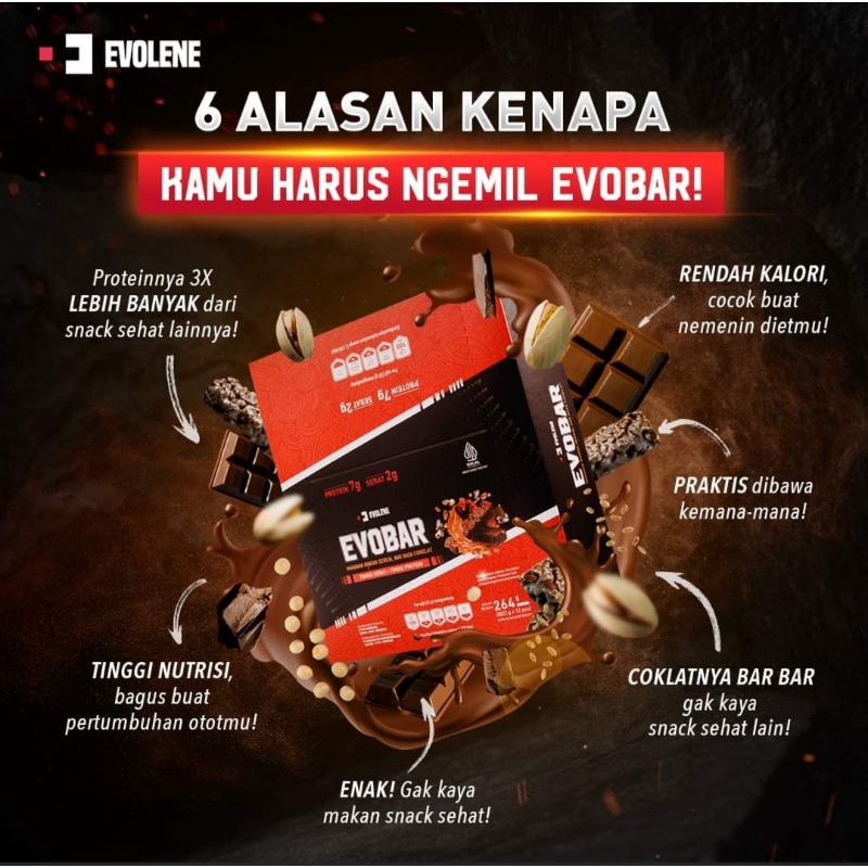 

evobar 1box isi 12pcs evolene evobar Snack coklat 264gr