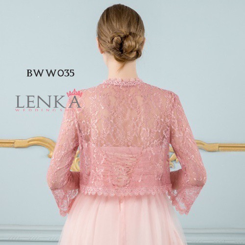 LENKA BOLERO PENGANTIN WANITA BROKAT LENGAN PANJANG SALEM BWW035