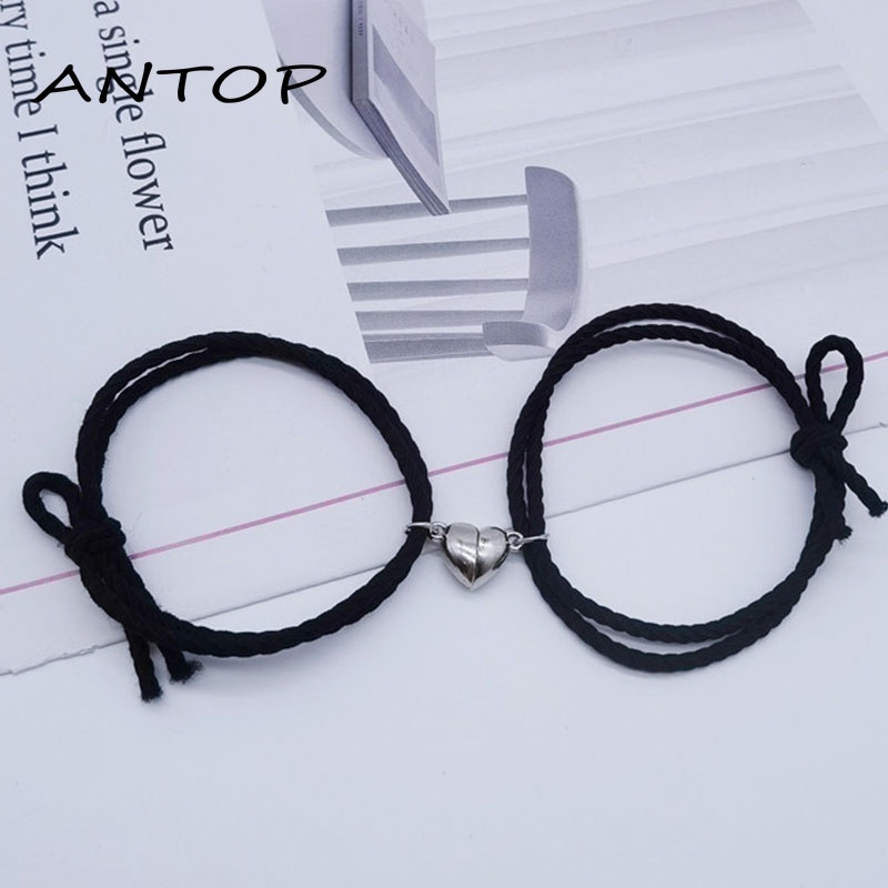 2 Pcs Gelang Couple Magnet Attract Each Other Gelang Elastis Pasangan Pria Dan Wanita ANTOP