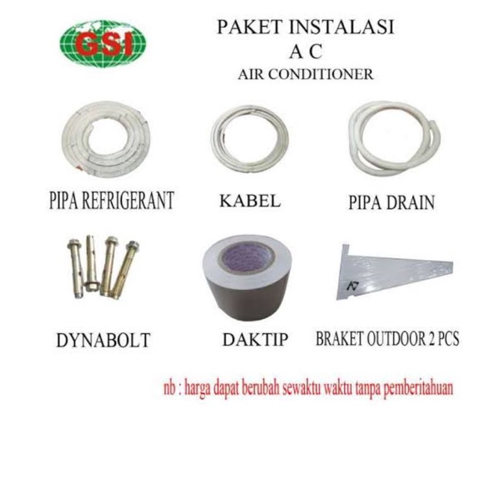 PAKET HEMAT ALAT DAN BAHAN PASANG AC 0.5 - 1 PK