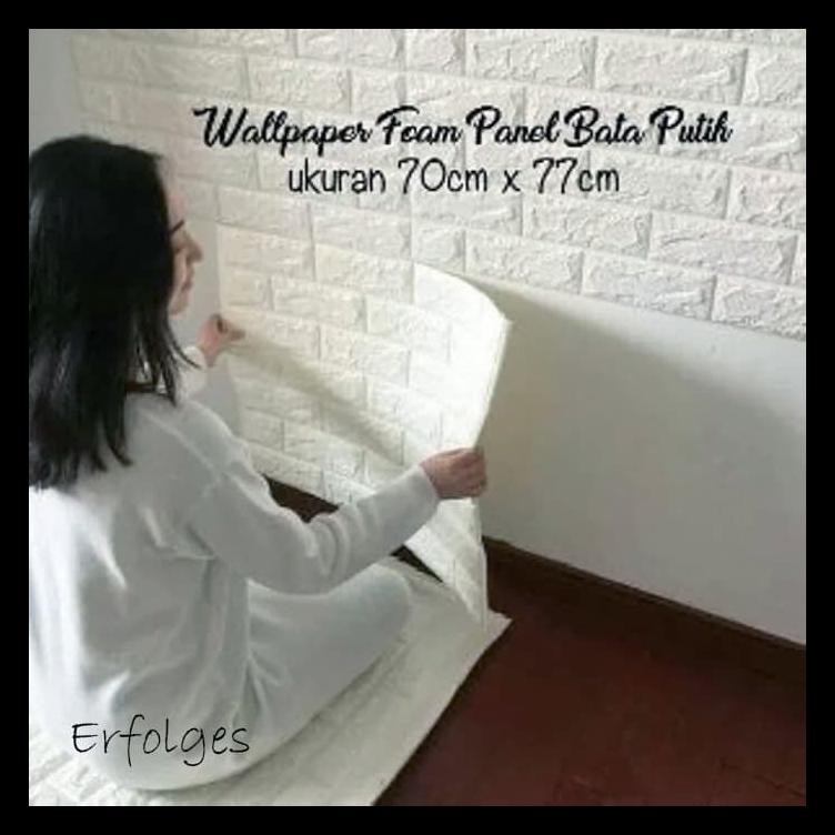 WALLPAPER 3D Modern Foam Batu Bata WALL STICKER - Putih CUCI GUDANG
