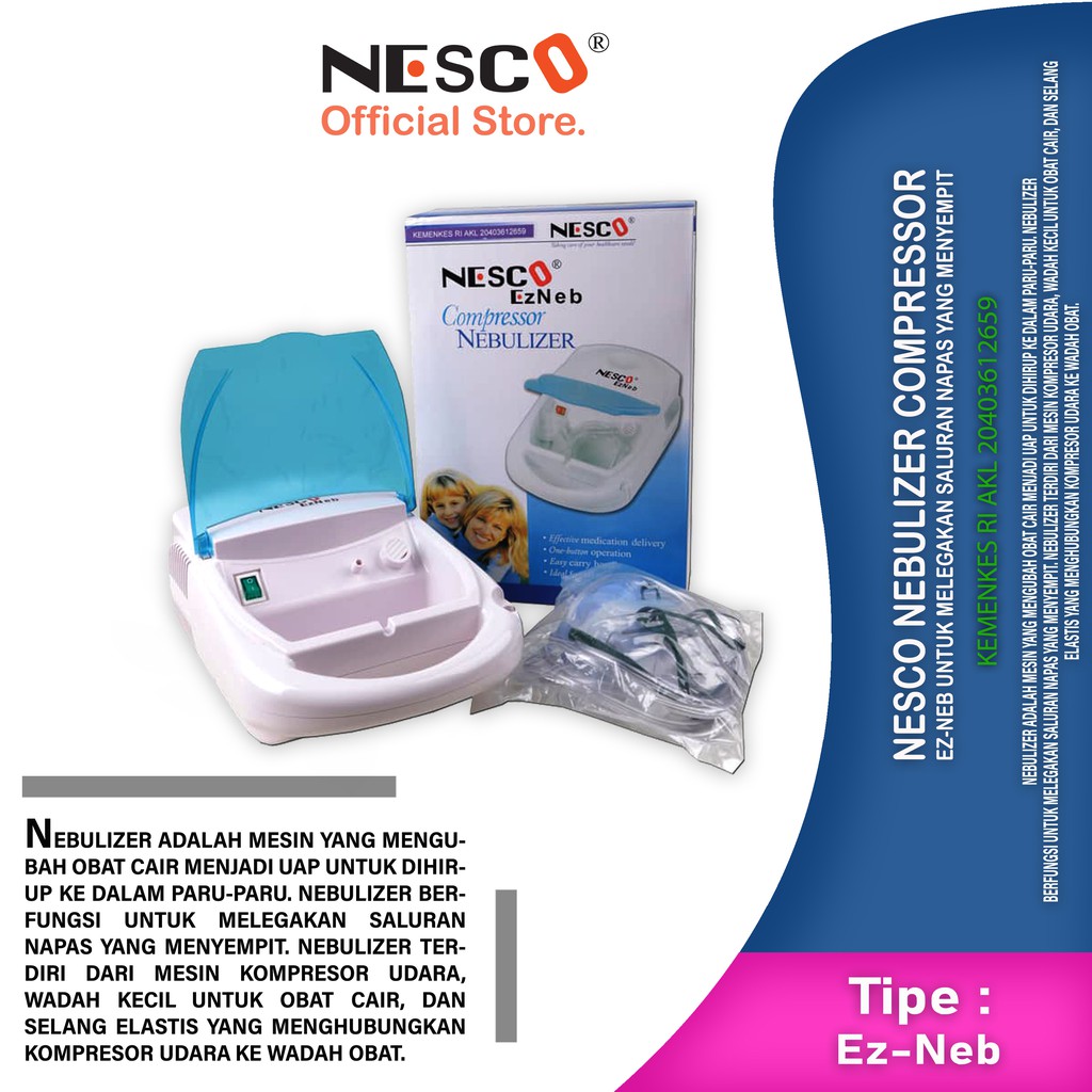 Nesco Nebulizer Compressor Ez-Neb untuk melegakan saluran napas yang menyempit