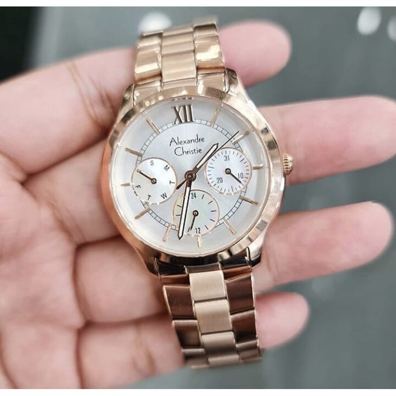 Jam Tangan Alexandre christie Ac 2815 Original rosegold white