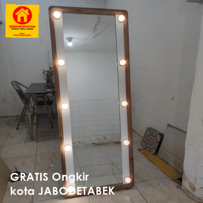 STANDING MIRROR FULL BODY WITH LAMPU - CERMIN BADAN - HOLYWOOD BM
