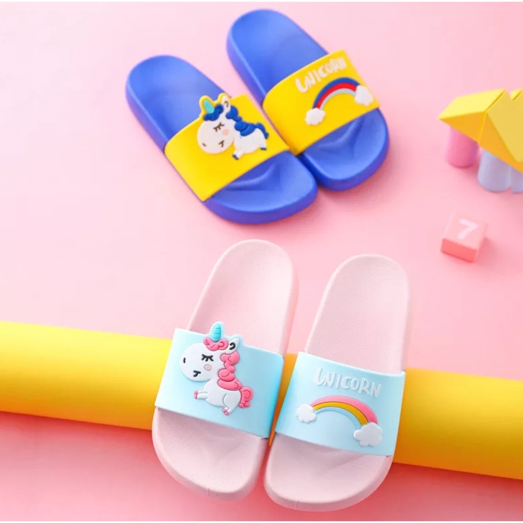  Sandal  unicorn  rainbow karet  timbul anakSandal motif 