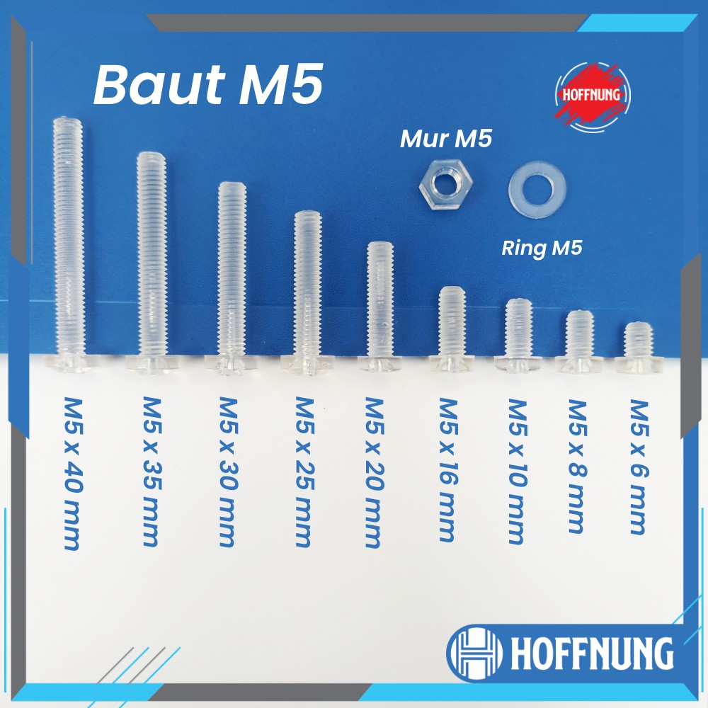 Baut M5 Plastik M5x6 M5x8 M5x10 M5x12 M5x15 M5x20 M5x25 M5x30 M5x35 M5x40 M5x50 mm Mur Akrilik