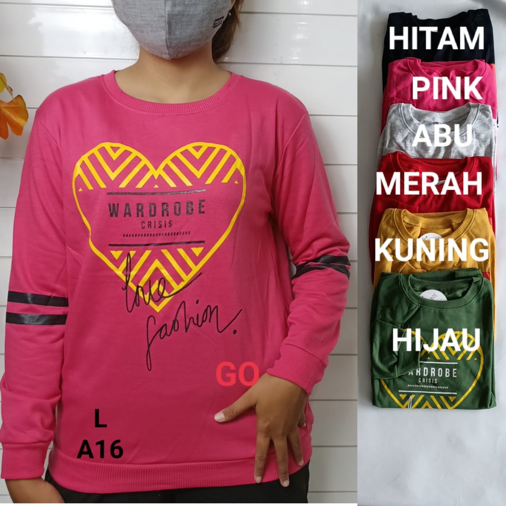 gof A S.DAY SWEATER Pakaian Wanita Outerwear Atasan Motif Huruf Salur Garis Casual Santai Original