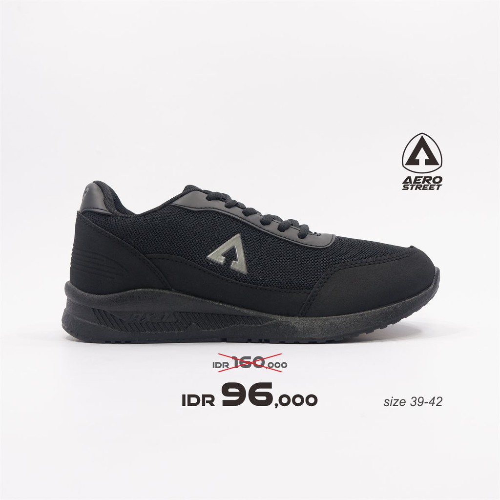 Aerostreet 39 42 Jarvis Full  Black  Sepatu  Sneakers  