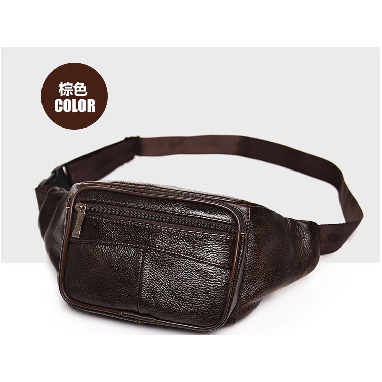 Kulit Sapi Asli Waistbag Tas Pinggang Selempang Pria Import