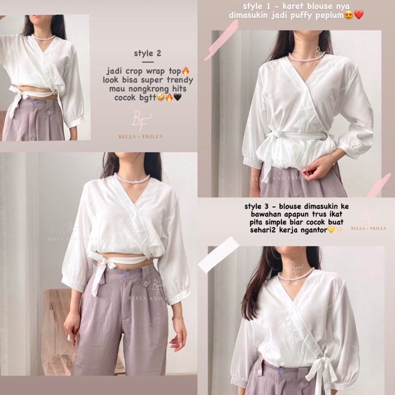 KALILA Blouse Multiways / Atasan Wanita Modern V-Neck / Blouse Pita Pinggang Karet 0370