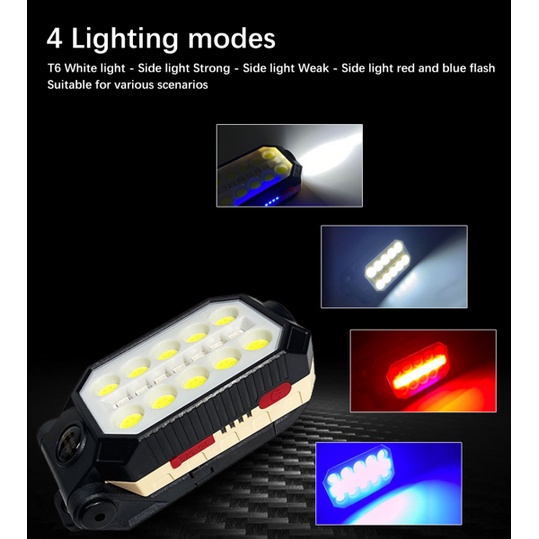Lampu Emergency Tahan Lama 24 Jam Lampu Kerja 1000W Portable Double Light Lampu COB USB C Rechargeable Flashlight Anti Air