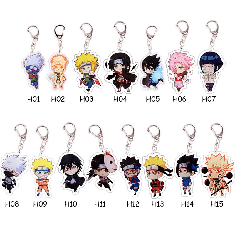 Anime Naruto Double-Sided Keychain Acrylic Double Mezzanine Pendant Kakashi Hyuga Sasuke Naruto Character Acrylic Cartoon Keychain Anime Accessories