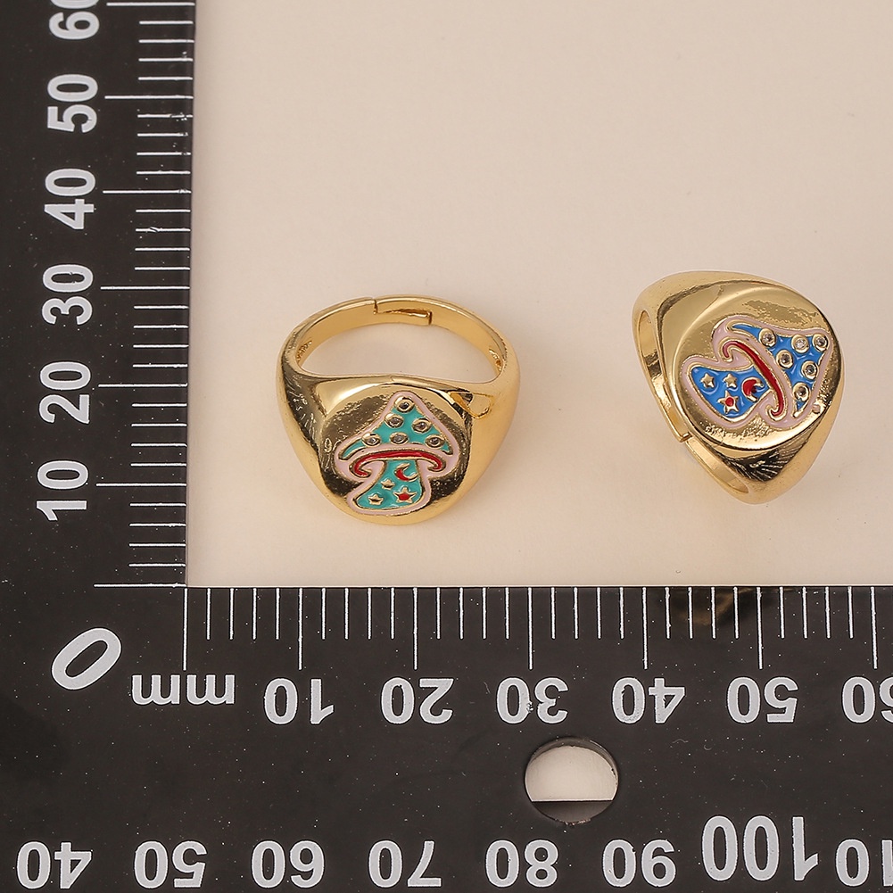 Baru jamur drip ring Bahasa Perancis minoritas desain cincin hip hop kecil cincin pria dan wanita