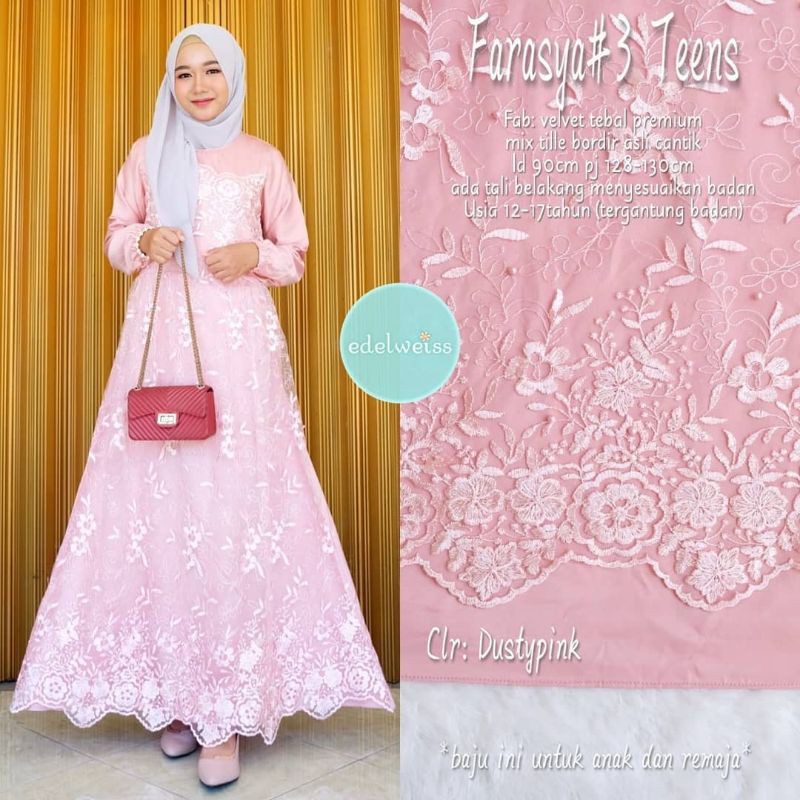 AULIA_CLO ~ FARASYA DRESS MUSLIM REMAJA KEKINIAN | DRESS WANITA MUSLIMAH | BAJU LEBARAN | GAMIS PEST