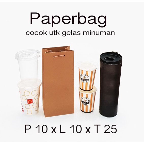 

NEW paper bag polos 10X10X25 BOTOL MINUMAN paperbag coklat tas kertas