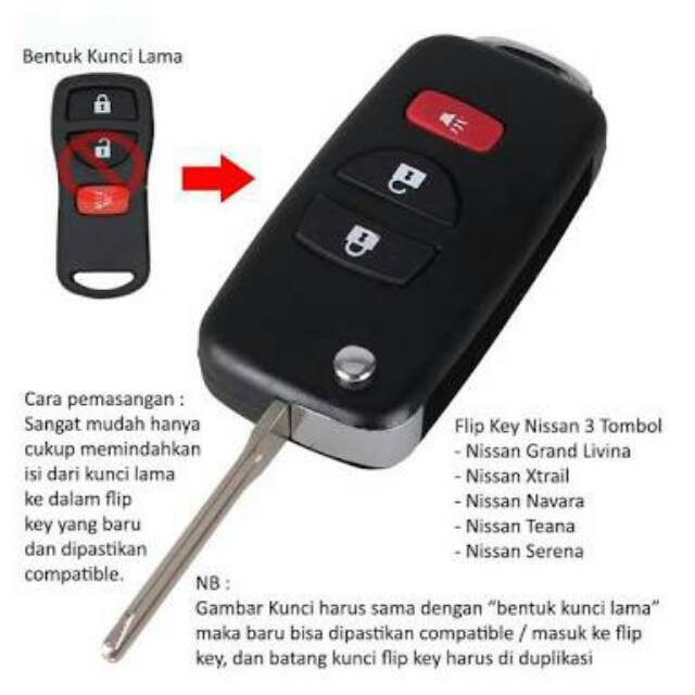 Flipkey Casing Kunci Lipat Flipkey Nissan Grand Livina X-Trail