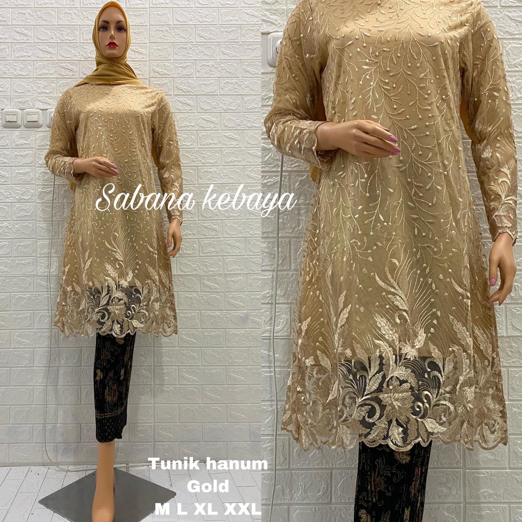 REAL PICT SET TUNIK TULLE MUTIARA BORDIR / SET TUNIK TULLE MUTIARA BORDIR