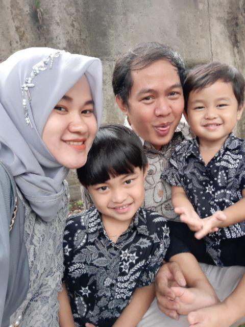 Couple Ayah Anak Batik Manggar Abu Abu
