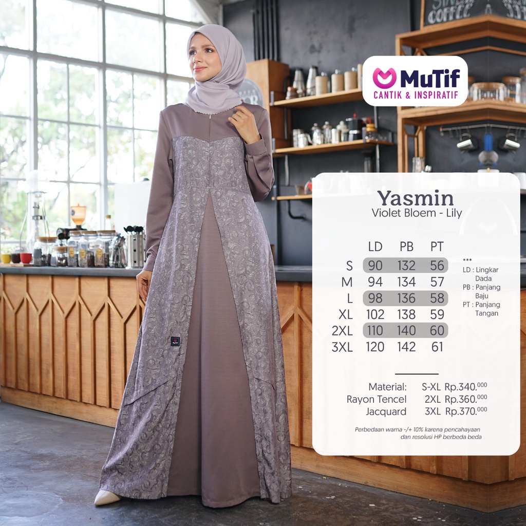 GAMIS MUTIF YASMIN VIOLET BLOEM-LILY (KOLEKSI TERBARU MUTIF)
