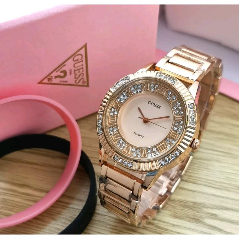Jam Tangan Wanita Jam Tangan Terlaris Rantai Free Box &amp; Baterai