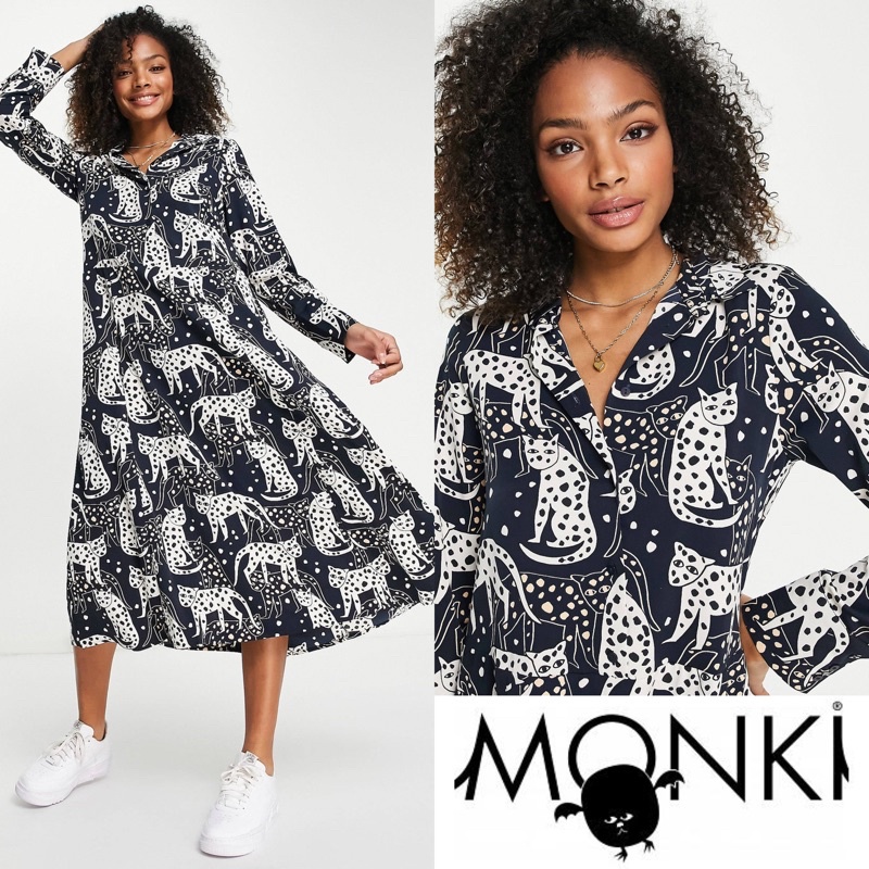 Monki mnk animal print maxi long dress hm