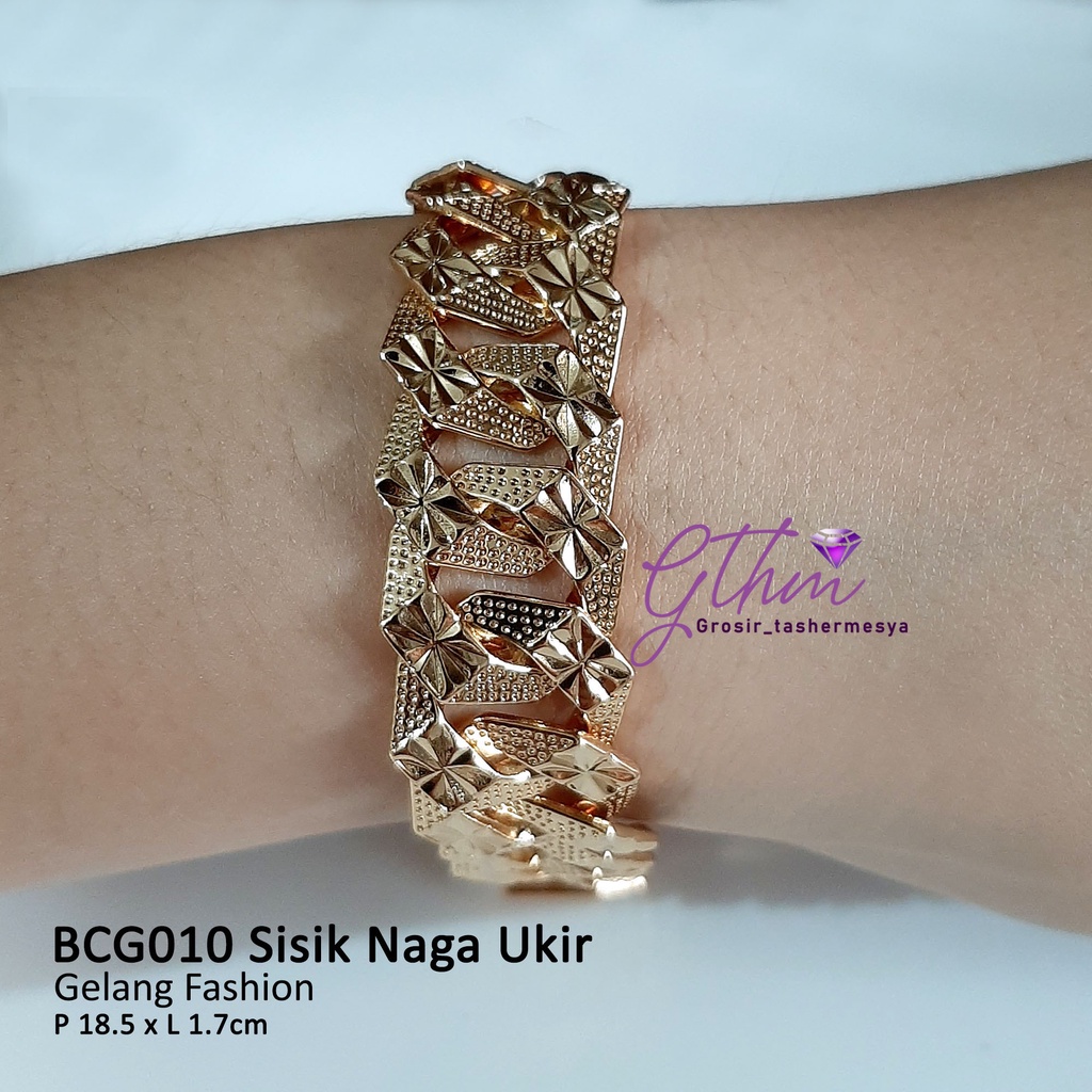 gelang tangan pria wanita sisik naga ukir lapis emas 18k xuping alin jewelry silver gold
