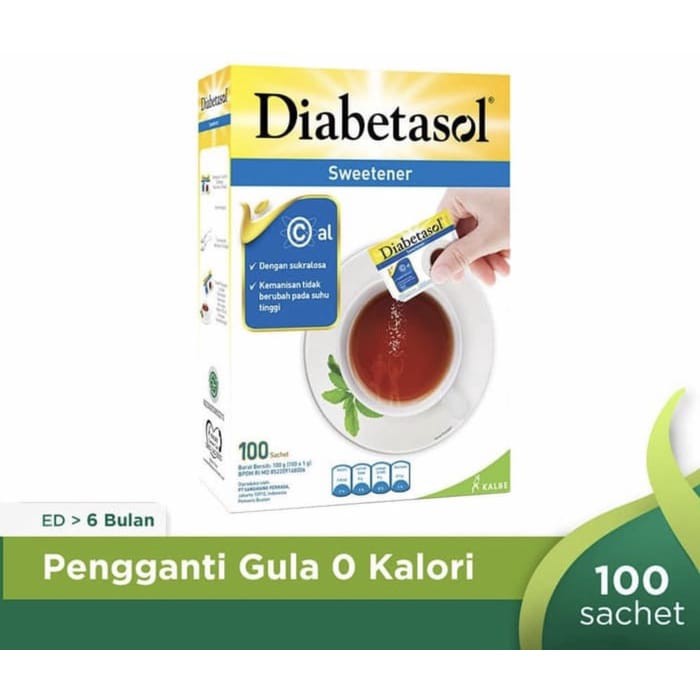 

w2fit Sweetener Diabetasol Sachet 200 Gula original (nol kalori) 2 Box x 100 pcs