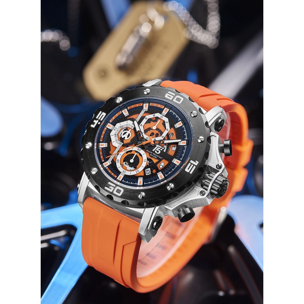 JAM TANGAN PRIA TERBARU T5 H 3914 G ORIGINAL WATER RESISTANT/ JAM TANGAN PRIA ORIGINAL RUBBER STRAP CRONOGRAPH