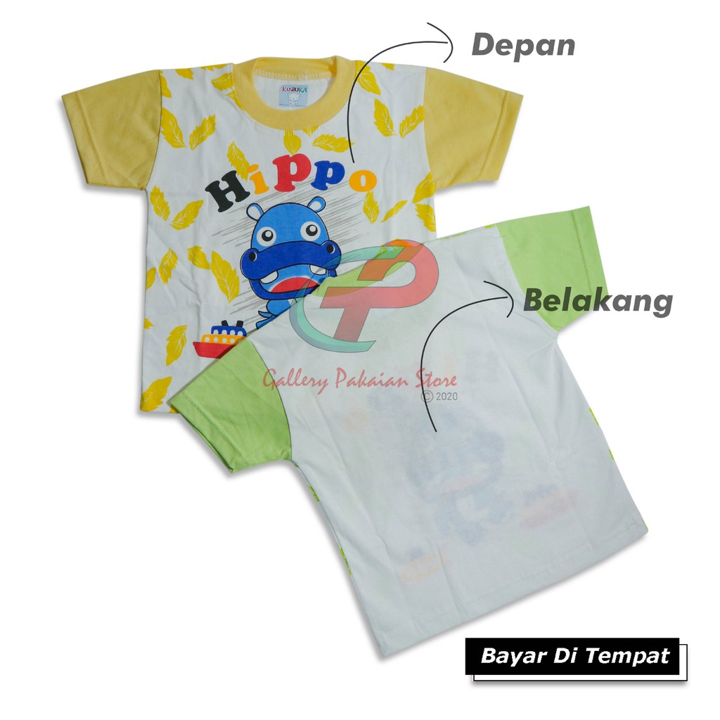 Baju Bayi Kuzuka Hippo baju stelan anak unisex usia 3-6 bulan bahan katun lembut termurah