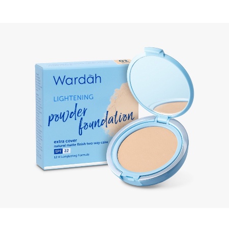 ⭐BAGUS⭐ WARDAH LIGHTENING POWDER FOUNDATION EXTRA COVER / LIGHT FEEL | Refill Bedak Padat Two Way Cake