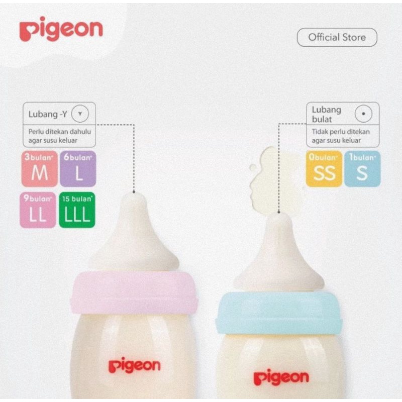 Pigeon Peristaltic Plus Nipple Isi 1 Pcs - Dot Botol Susu Wide Neck