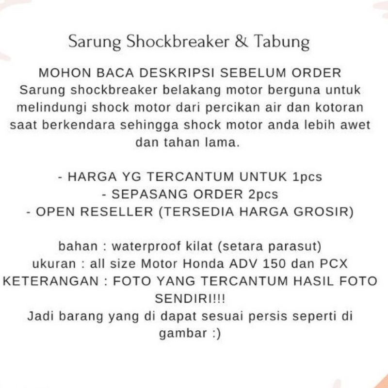 gudang grosir sarung shock Shock breaker semua jenis, sarung variasi motor