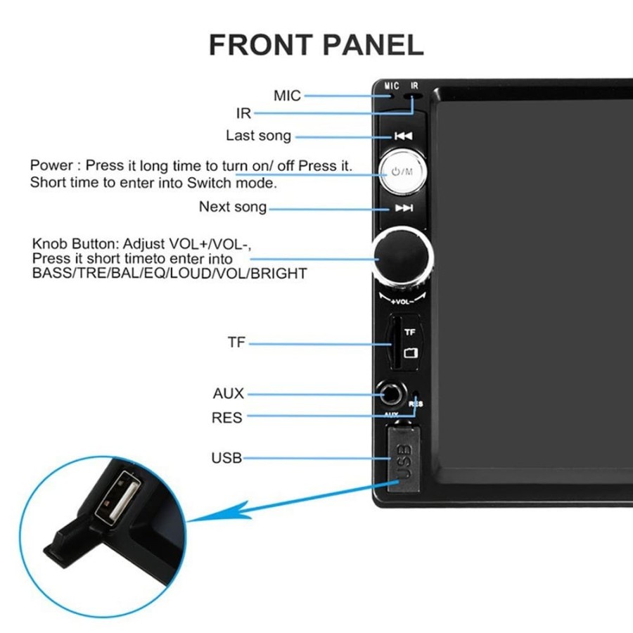 Tape Audio Mobil Media Player MP5 Bluetooth Touch Screen - Black