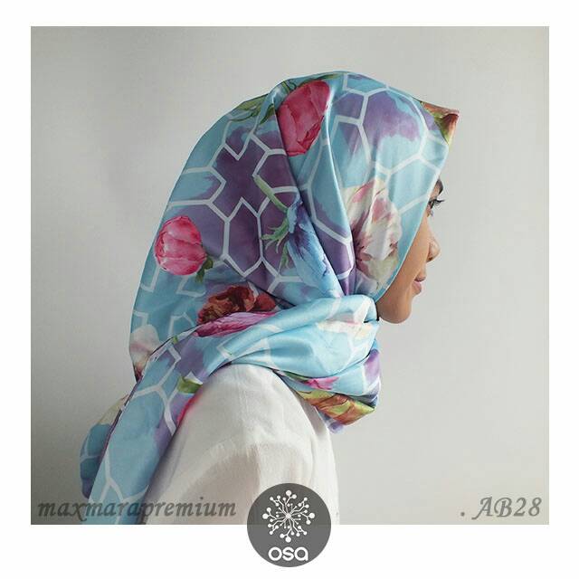 Hijab square satin silk motif premium