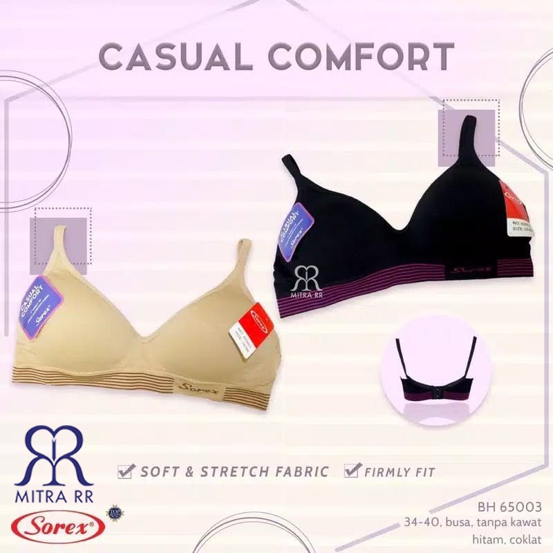 BH Sorex 65001 65003 Basic Polos Cantik Bra Tanpa Kawat