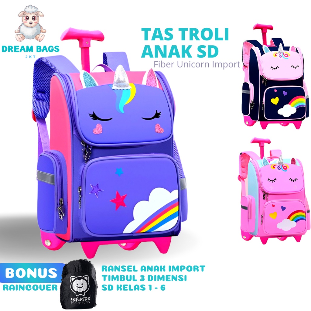Tas Koper Anak Perempuan SD Import Troli Unicorn DB-160492