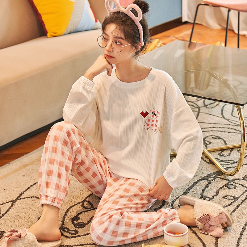 Baju Tidur Wanita Rajut Long Sleeves Premium Import