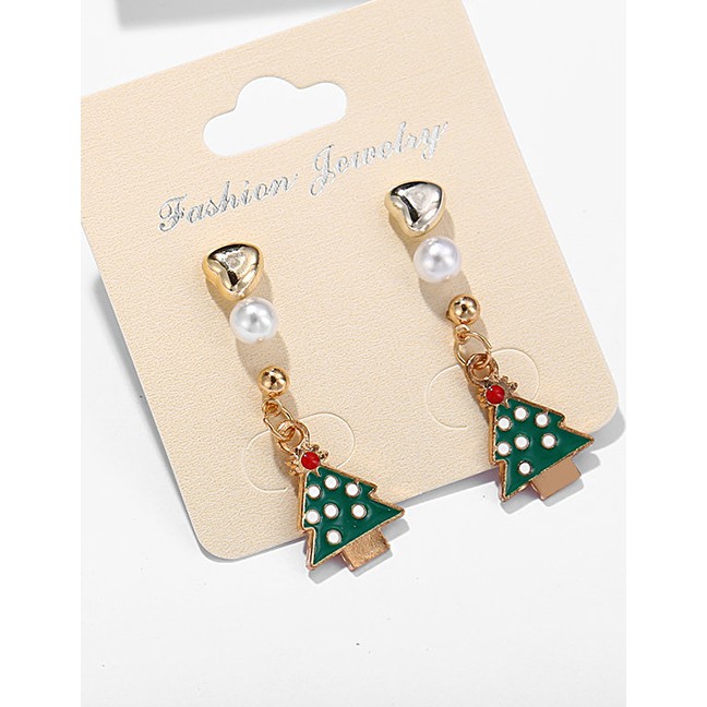 LRC Anting Tusuk Fashion Gold Christmas Tree Earrings D16227