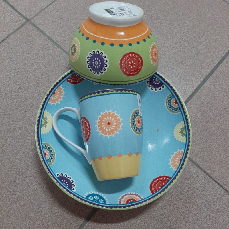 [SET] MAROKO SET SOUP PLATE RICE BOWL MUG KERAMIK SANGO MOTIF MAROCO MAROCCO HITS KEKINIAN