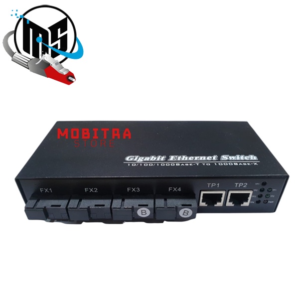 Media Converter 4 SC 2 LAN Gigabit | Ethernet Fiber Switch 4 Port FO 2 Port LAN Gigabit