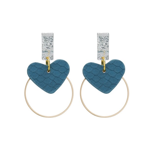 LRC Anting Tusuk Fashion Heart Shape Alloy Geometric Earrings F97064