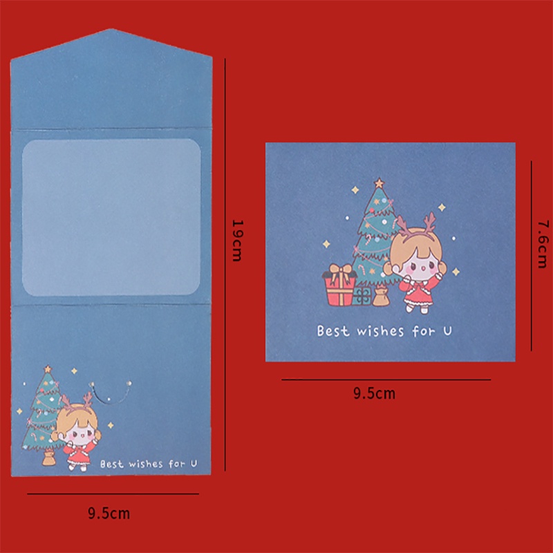 6pcs Kartu Ucapan Model Lipat Desain Little Girl Untuk Natal