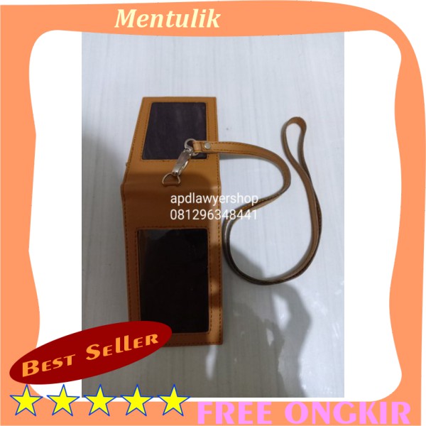 

PROMO !!! Name Tag Id Card Tempat Kartu Tali Kulit Warna Coklat 2 Sisi Magnet Kwalitas Bagus