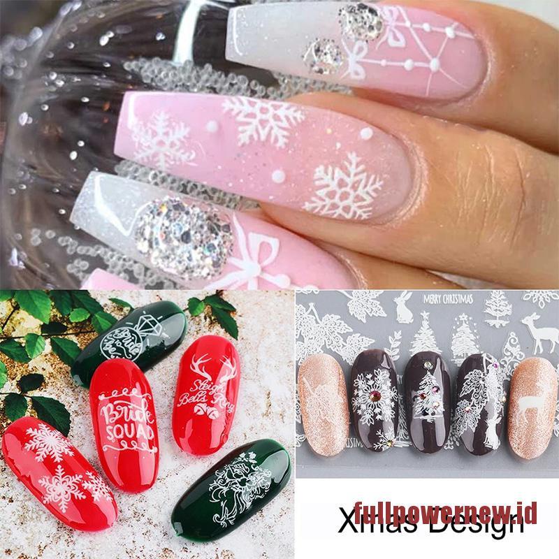 FULLNail  Sticker Luminous Christmas Snowflake Elk Christmas Tree Sticker