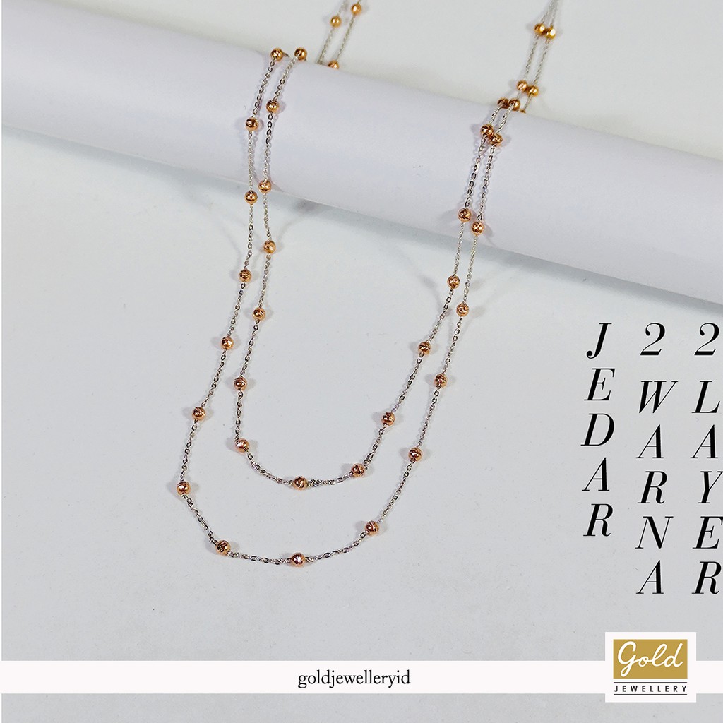 Kalung emas putih 750 17k model jedar 2 warna 2 layer